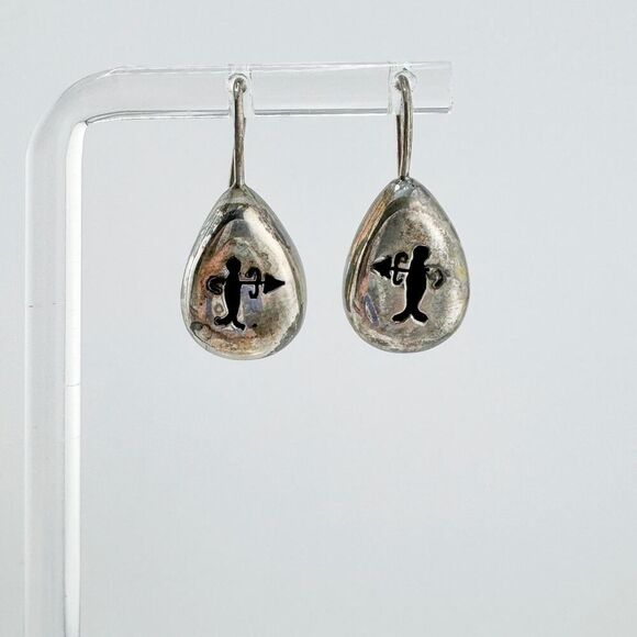 Vintage Sagittarius 925 Sterling Silver Drop Earrings Horoscope Personality - Picture 1 of 9